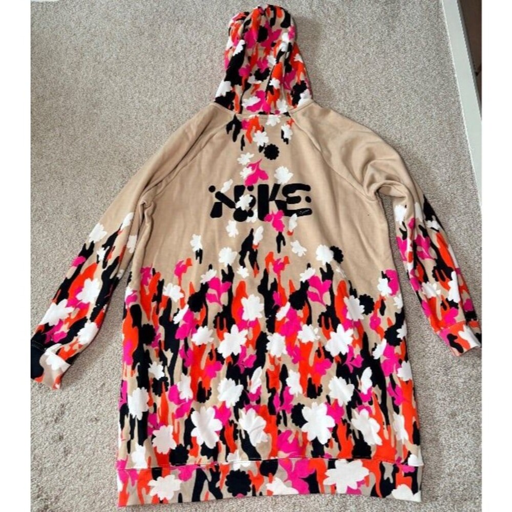 Nike Womens Essential Fleece Floral Hoodie Dress Rare